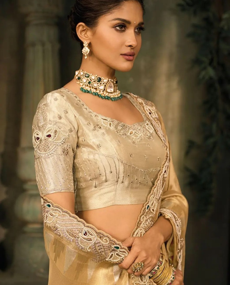 GOLDEN - Golden Handwork Pure Silk Designer Saree